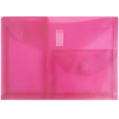 JAM Paper® 3 Pocket Plastic Envelope With Hook & Loop, Letter Booklet, 9.75 X 13, Pink, Sold Individually (167425929)