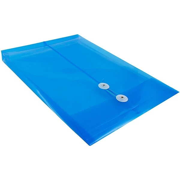 JAM Paper® Plastic Envelopes With Button And String Tie Closure, Legal Open End, 9.75 X 14.5, Blue Poly, 12/pack (119B1BU) 6 JAM Paper® Plastic Envelopes With Button And String Tie Closure, Legal Open End, 9.75 X 14.5, Blue Poly, 12/pack (119B1BU) - Image 4