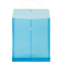 JAM Paper® Plastic Envelopes With Button And String Tie Closure, Letter Open End, 9.75 X 11.75, Blue Poly, 12/pack (118B1BU)