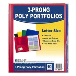 C-Line 2 Pocket Portfolio Folders, Assorted Colors, 10/Pack (CLI32960)