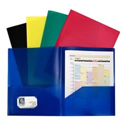 C-Line, Assorted Two Pocket Poly Portfolios Without Prongs Pack Of 10, 8.5" X 11" Paper Size (CLI32950)