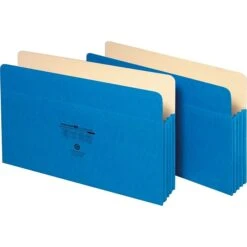 Globe-Weis® Colored File Pockets; Legal Size, 3-1/2" Expansion, Blue
