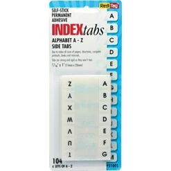 BTE A-Z Hanging Folder Tabs, 7/16" X 1", White, 104/Pack (31005)