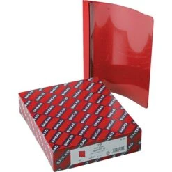Smead Heavyweight Report Covers With Clear Front, 3-Prong, Letter Size, Red, 25/Box (87461) -Esseltela Shop s0174260 s7