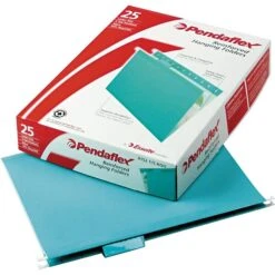 Pendaflex Reinforced Hanging File Folders, 1/5 Tab, Letter Size, Aqua, 25/Box (PFX 4152 1/5 AQU) -Esseltela Shop s0184051 s7