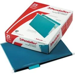 Pendaflex Reinforced Hanging File Folders, 1/5 Tab, Letter Size, Teal, 25/Box (PFX 4152 1/5 TEA) -Esseltela Shop s0184063 s7