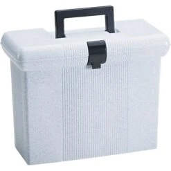 Esselte Portfile Plastic File Box W/ Hinged Lid, Letter Size, Granite (ESS41737)