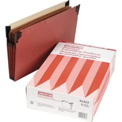 Pendaflex Premium Reinforced File Pocket With Swing Hooks, 3 Dividers, Legal Size, Redrope, 5/Box (45423)