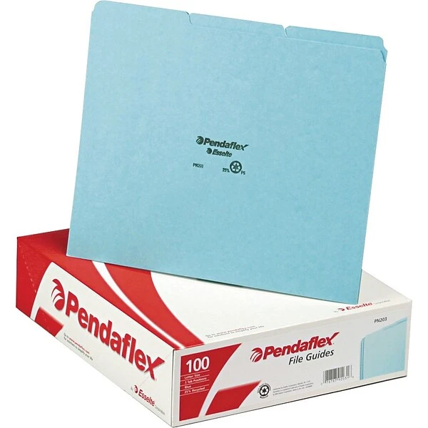 Esselte Pressboard Heavy Duty File Guide, 1/3" Tab Cut, Self Tab, Letter, Blue 3 Esselte Pressboard Heavy Duty File Guide, 1/3" Tab Cut, Self Tab, Letter, Blue