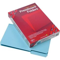 Smead® Pressboard File Folder, 1/3-Cut Tab, 1" Expansion, Legal Size, Blue, 25 Per Box (22530)