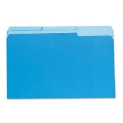File Folders, Recycled, 2-Tone Blue, Legal Size, Top Tab, 1/3 Cut, 100/Box