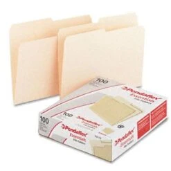 Pendaflex® Letter 1/2 Cut Recycled File Folder W/ 3/4" Expansion, Manila, 100/Pack