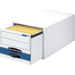 Bankers Box Stor/Drawer Steel File Storage Drawers, Legal Size, White/Blue, 6/Carton (00312)