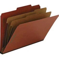 Smead 100% Recycled Pressboard Classification Folders, 2" Expansion, Legal Size, 2 Dividers, Red, 10/Box (19023)