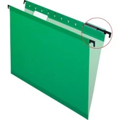 Pendaflex SureHook® Reinforced Hanging File Folders, 5 Tab Positions, Letter Size, Bright Green, 20/Box (6152 1/5 BGR) -Esseltela Shop s0758375 s7
