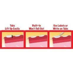 Pendaflex Ready Tab® Hanging File Folders, Letter, 1/5-Cut, Red