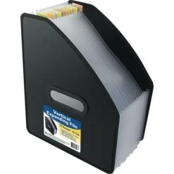 Vertical Expanding File, 13-Pocket, 10" Expansion, Letter, Poly, Black