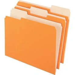 Pendaflex Two-Tone File Folders, 1/3 Cut Top Tab, Letter, Orange/Light Orange, 100/Box