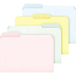 Pendaflex Pastel Color File Folders, 1/3 Cut Top Tab, Letter, Assorted, 100/Box