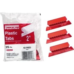 Pendaflex Hanging Folder Tab, 2" X 0.75", Red, 25/Pack (PFX 42 RED)
