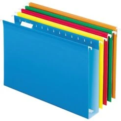 Pendaflex Reinforced Recycled Hanging File Folder, 2" Expansion, 5-Tab Tab, Legal Size, Assorted Colors, 25/Box
