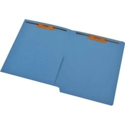 Medical Arts Press® 14 Pt. Colored End-Tab Pocket Folders; 2 Fasteners, Blue, 50/Box