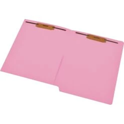 Medical Arts Press® 11 Pt. Colored End-Tab Pocket Folders; 2 Fasteners, Pink, 50/Box