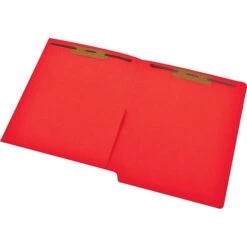 Medical Arts Press® 11 Pt. Colored End-Tab Pocket Folders; 2 Fasteners, Red, 50/Box