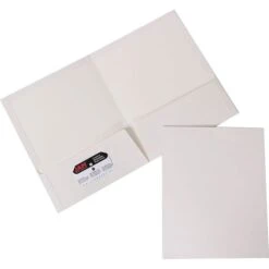 JAM PAPER Glossy 2 Pocket Presentation Folder, White, 6/Pack (385GWHA) -Esseltela Shop s0986100 s7