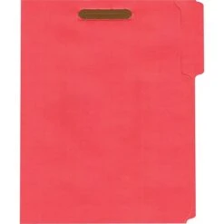 Quill Brand® 1/3-Cut Assorted 2-Fastener Folders, Letter, Red, 50/Box (7354RD)