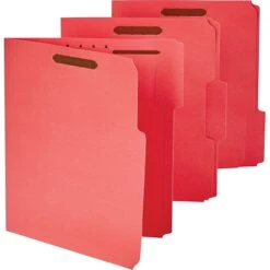 Quill Brand® 1/3-Cut Assorted 2-Fastener Folders, Letter, Red, 50/Box (7354RD) -Esseltela Shop s1009039 s7