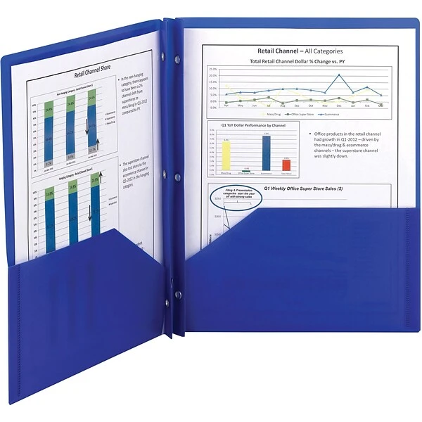 Smead Poly Two-Pocket Fastener Folders, Letter, Dark Blue, 25/Bx (87726) 4 Smead Poly Two-Pocket Fastener Folders, Letter, Dark Blue, 25/Bx (87726) - Image 2