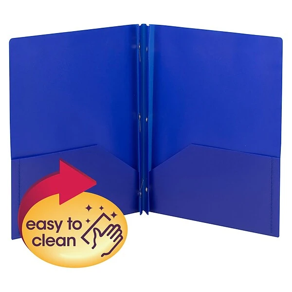 Smead Poly Two-Pocket Fastener Folders, Letter, Dark Blue, 25/Bx (87726) 3 Smead Poly Two-Pocket Fastener Folders, Letter, Dark Blue, 25/Bx (87726)