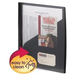 Smead Report Covers With Clear Front, 3-Prong, Letter Size, Black, 5/Pack (86010)