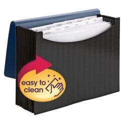 Smead Heavy Duty Expanding File With Flap & Elastic Cord Closure, Letter Size, 12 Pockets, Blue/Black (70863) -Esseltela Shop s1184684 s7