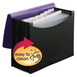 Smead Plastic Accordian File, 12 Pockets, Letter Size, Purple/Black (70862)
