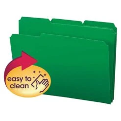Smead Poly File Folder, 1/3-Cut- Tab Letter Size, Green, 24 Per Box (10502)