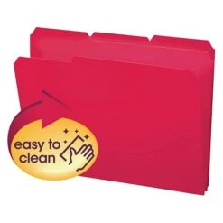 Smead Poly File Folder, 1/3-Cut- Tab Letter Size, Red, 24 Per Box (10501)