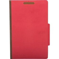 Quill Brand® 2/5-Cut Tab Pressboard Classification File Folders, 2-Partitions, 6-Fasteners, Legal, Red, 15/Box (739030) -Esseltela Shop s1192299 s7
