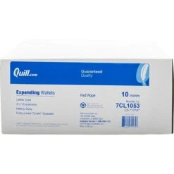 Quill Brand® Heavy-Duty Reinforced Expanding Wallets, Flap And Cord Closure, Letter Size, Brown, 10/Box (7CL1053)