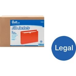 Quill Brand® Reinforced File Jacket, 2" Expansion, Legal Size, Red, 50/Box (74950RD)