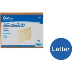 Quill Brand® Reinforced File Jacket, 1" Expansion, Letter Size, Manila, 50/Box (4910)
