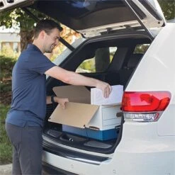 Bankers Box Heavy-Duty Corrugated File Storage Boxes, String & Button, Legal Size, White/Blue, 12/Carton (00012) -Esseltela Shop s1213039 s7