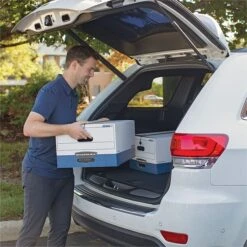 Bankers Box Heavy-Duty Corrugated File Storage Boxes, String & Button, Legal Size, White/Blue, 12/Carton (00012) -Esseltela Shop s1213043 s7