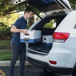 Bankers Box Liberty Heavy-Duty Corrugated File Storage Boxes, String & Button, Letter Size, White/Blue, 12/Carton (00011) -Esseltela Shop s1213054 s7