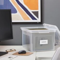 TRU RED™ Hanging File Box, Snap Lid, Letter/Legal Size, Clear, 4/Carton (TR57620CT) -Esseltela Shop s1219742 s7