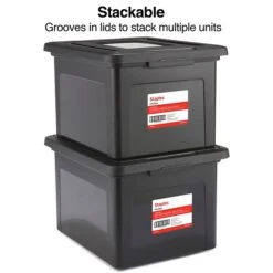 TRU RED™ Hanging File Box, Snap Lid, Letter/Legal Size, Black, 4/Carton (TR57619CT) -Esseltela Shop s1219753 s7