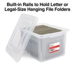 TRU RED™ Hanging File Box, Snap Lid, Letter/Legal Size, Clear, 4/Carton (TR57620CT)