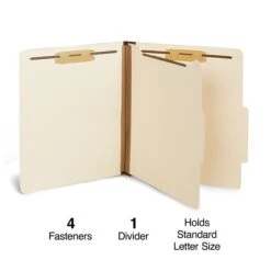 Staples® 10% Recycled Classification Folder, 1-Divider, 1.75" Expansion, Letter Size, Manila, 10/Box (TR384873)