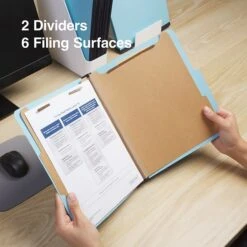 Staples® 100% Recycled Pressboard Classification Folder, 2-Dividers, 2.5" Expansion, Letter Size, Light Blue, 20/Box -Esseltela Shop s1224560 s7
